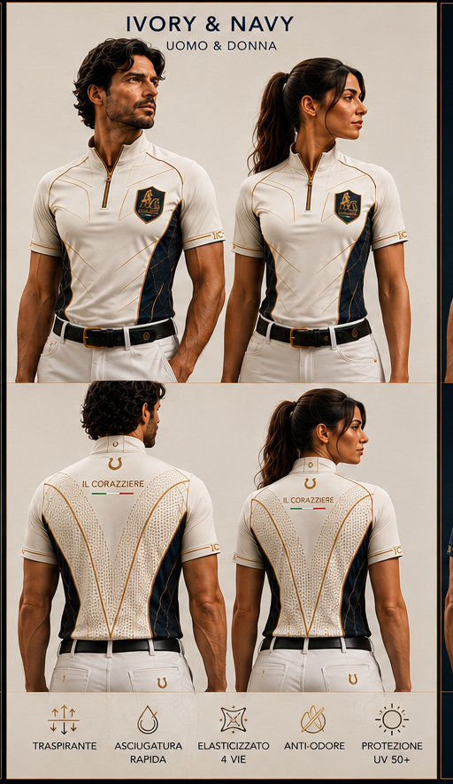 IL CORAZZIERE Ivory and Navy Hero Shirt